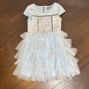 Light Blue Ruffle Tulle Girls' Party Dress